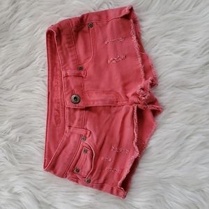 BLUE ashpalt Pink Denim Shorts